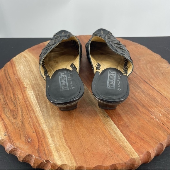 Pikolinos Leather Slides Mules Kitten Heel Cutout Contrast Stitch 38 (US 7.5-8) - Picture 4 of 13